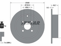 Disc frana puntea spate (92126203 TEXTAR) BYD,ENGLON,FENGXING,GEELY,GLEAGLE,KANDI,LIFAN,TOYOTA,TOYOTA (FAW),YEMA