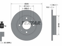 Disc frana puntea spate (92134903 TEXTAR) MITSUBISHI,SMART