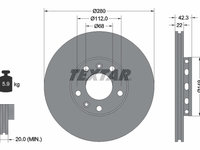Disc frana puntea spate (92152203 TEXTAR) AUDI,VW