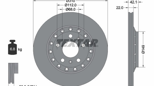 Disc frana puntea spate (92152303 TEXTAR) AUD