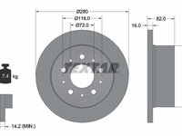 Disc frana puntea spate (92157403 TEXTAR) Citroen,FIAT,OPEL,PEUGEOT,VAUXHALL