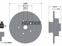 Disc frana puntea spate (92268903 TEXTAR) FIAT,MITSUBISHI,NISSAN,OPEL,RENAULT,VAUXHALL