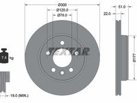 Disc frana puntea spate (92288503 TEXTAR) MAN,VW