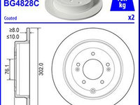 Disc frana puntea spate (BG4828C DELPHI) AUDI (FAW),HYUNDAI,KIA,NISSAN,SKODA (SVW),VW (FAW),VW (SVW)