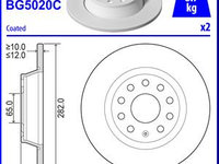 Disc frana puntea spate (BG5020C DELPHI) AUDI,AUDI (FAW),SEAT,SKODA,SKODA (SVW),VW,VW (FAW),VW (SVW)