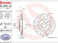 Disc frana RENAULT 19   Cabriolet (D53_) (1991 - 1992) BREMBO 09.5802.2X