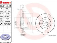 Disc frana RENAULT CLIO   caroserie (S57_) (1991 - 1998) BREMBO 09.3148.14