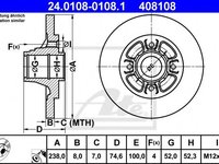 Disc frana RENAULT CLIO II (BB0/1/2, CB0/1/2) (1998 - 2005) ATE 24.0108-0108.1 piesa NOUA