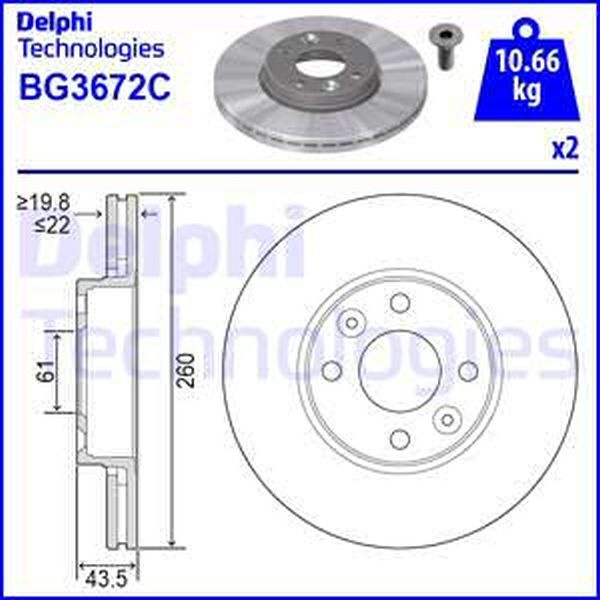Disc frana RENAULT CLIO II BB0 1 2 CB0 1 2 DELPHI BG3762