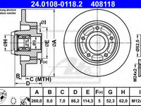 Disc frana RENAULT CLIO IV (2012 - 2020) ATE 24.0108-0118.2