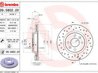 Disc frana RENAULT CLIO Mk II (BB0/1/2_, CB0/1/2_) (1998 - 2016) BREMBO 09.5802.2X