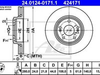 Disc frana RENAULT ESPACE III (JE0) (1996 - 2002) ATE 24.0124-0171.1 piesa NOUA