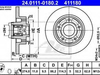 Disc frana RENAULT FLUENCE (L30) (2010 - 2016) ATE 24.0111-0180.2 piesa NOUA