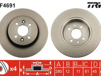 Disc frana RENAULT KANGOO Express (FC0/1) (1997 - 2007) TRW DF4691 piesa NOUA