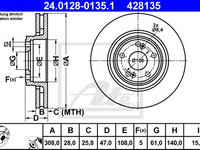 Disc frana RENAULT LAGUNA II (BG0/1_) (2001 - 2016) ATE 24.0128-0135.1