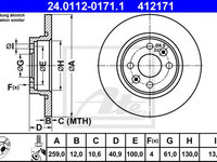 Disc frana RENAULT LOGAN I (LS_) (2004 - 2016) ATE 24.0112-0171.1