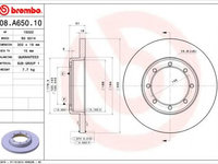 Disc frana RENAULT MASTER III caroserie (FV) (2010 - 2020) BREMBO 08.A650.10