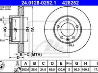 Disc frana RENAULT MASTER III caroserie (FV) (2010 - 2020) ATE 24.0128-0252.1