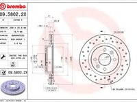 Disc frana RENAULT MEGANE I Break (KA0/1) (1999 - 2003) BREMBO 09.5802.2X piesa NOUA