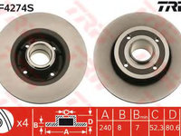 Disc frana RENAULT MEGANE I Cabriolet (EA0/1_) (1996 - 2003) TRW DF4274S