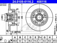 Disc frana RENAULT MEGANE III hatchback (BZ0_) (2008 - 2020) ATE 24.0108-0116.2