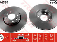 Disc frana RENAULT MODUS GRAND MODUS F JP0 TRW DF4364 PieseDeTop