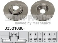 Disc frana RENAULT MODUS GRAND MODUS F JP0 NIPPARTS J3301088