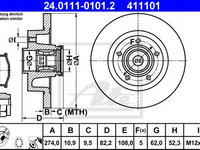 Disc frana RENAULT SCÉNIC II (JM0/1_) (2003 - 2016) ATE 24.0111-0101.2