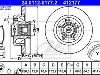 Disc frana RENAULT TRAFIC II bus (JL) (2001 - 2014) ATE 24.0112-0177.2 piesa NOUA