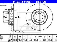 Disc frana SEAT AROSA (6H) (1997 - 2004) ATE 24.0318-0106.1 piesa NOUA