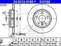 Disc frana SEAT EXEO (3R2) (2008 - 2016) ATE 24.0312-0166.1 piesa NOUA