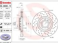 Disc frana SEAT EXEO (3R2) (2008 - 2016) BREMBO 09.8690.1X piesa NOUA