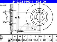 Disc frana SEAT TOLEDO I (1L) (1991 - 1999) ATE 24.0322-0100.1 piesa NOUA