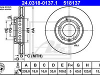 Disc frana SKODA FABIA (6Y2) (1999 - 2008) ATE 24.0318-0137.1