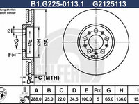 Disc frana SKODA FABIA I (6Y2) (1999 - 2008) GALFER B1.G225-0113.1 piesa NOUA