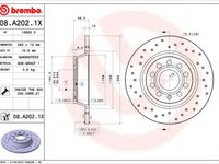 Disc frana SKODA OCTAVIA 2 (1Z3) (2004 - 2013) BREMBO 08.A202.1X