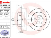 Disc frana spate dreapta si stanga CHERY TIGGO TOYOTA RAV 4 II 1.6-2.4 05.00-12.14 cod BREMBO 08.A333.11