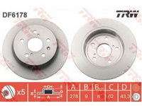 Disc frana spate dreapta si stanga FIAT SEDICI SUZUKI SX4 1.5-2.0 D 06.06- TRW DF6178