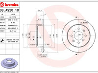 Disc frana spate dreapta si stanga HONDA CITY JAZZ II JAZZ III 1.2/1.3/1.4 03.02 cod BREMBO 08.A920.10