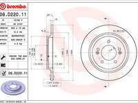 DISC FRANA Spate Dreapta/Stanga KIA OPTIMA Sportswagon (JF) BREMBO 08.D220.11 2016 2017 2018 2019