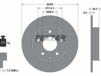 DISC FRANA Spate Dreapta/Stanga MAZDA 3 (BM, BN) TEXTAR 92267703 2013 2014 2015 2016 2017 2018 2019