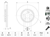 DISC FRANA Spate Dreapta/Stanga MERCEDES-BENZ E-CLASS (W213) BOSCH 0 986 479 G39 2016 2017 2018