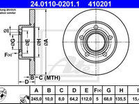 Disc frana spate VW Passat B5 combi 1997-2000, ATE 24.0110-0201.1