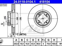 Disc frana SUBARU ALCYONE cupe (XT) - ATE 24.0118-0104.1