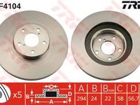 Disc frana SUBARU FORESTER (SG) - OEM - TRW: DF4104 - Cod intern: W02225009 - LIVRARE DIN STOC in 24 ore!!!