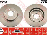 Disc frana SUBARU IMPREZA Limuzina (GD) (1999 - 2016) TRW DF3091 piesa NOUA