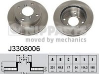 Disc frana SUBARU JUSTY II JMA MS NIPPARTS J3308006