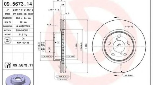 Disc frana SUBARU LEGACY III BE BH BREMBO 095