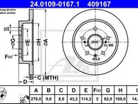 Disc frana SUZUKI SX4 (EY, GY) (2006 - 2016) ATE 24.0109-0167.1 piesa NOUA