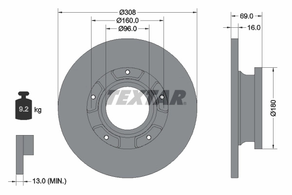 Disc frana Textar FORD TRANSIT CUSTOM V362 bus (F3) 2012-2023 - 92292603